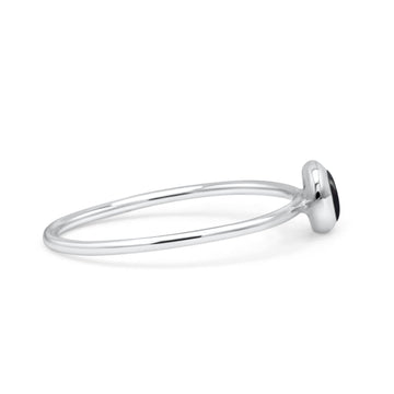 Round Fashion Statement Petite Dainty Thumb Ring Simulated Black Onyx Solid 925 Sterling Silver